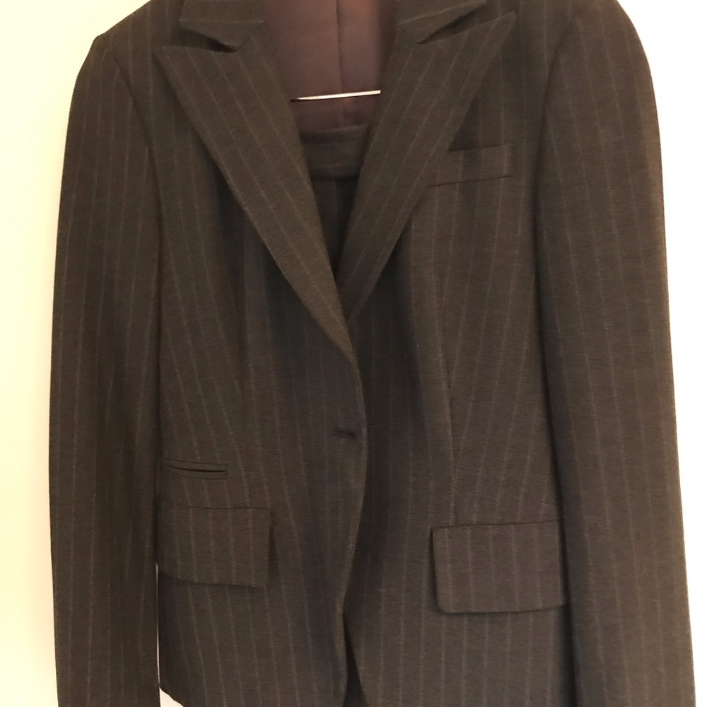 Classic charcoal grey pinstripe women’s suit